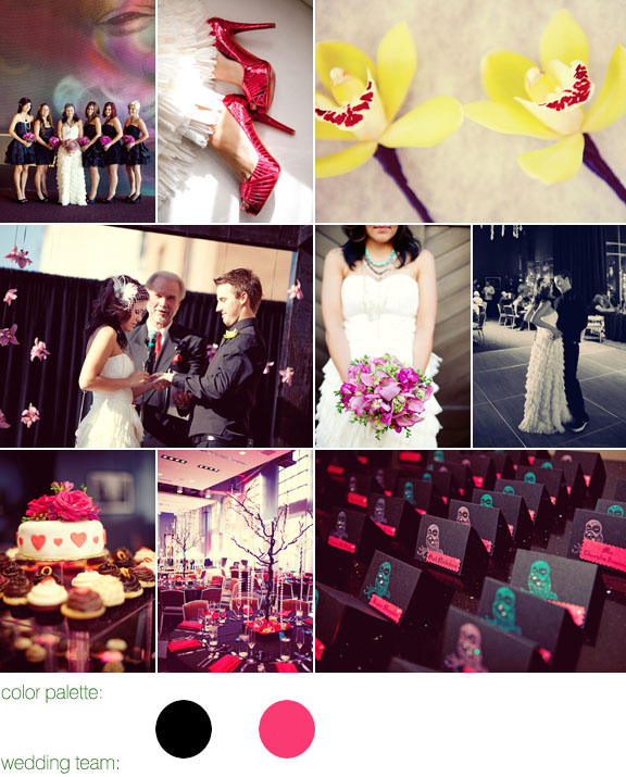 black and hot pink color palette, hard rock hotel, san diego california, photos by: sarah yates photography